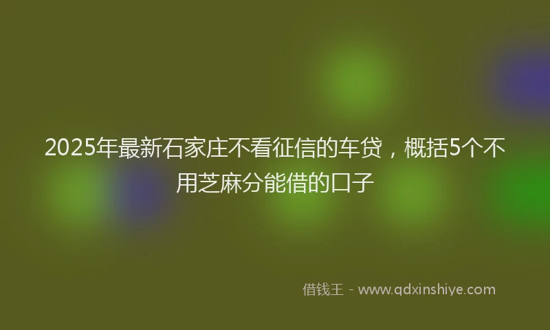 2025年最新石家庄不看征信的车贷，概括5个不用芝麻分能借的口子