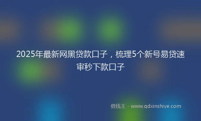 2025年最新网黑贷款口子，梳理5个新号易贷速审秒下款口子