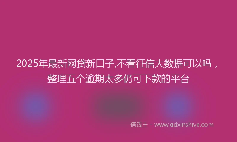 2025年最新网贷新口子,不看征信大数据可以吗，整理五个逾期太多仍可下款的平台