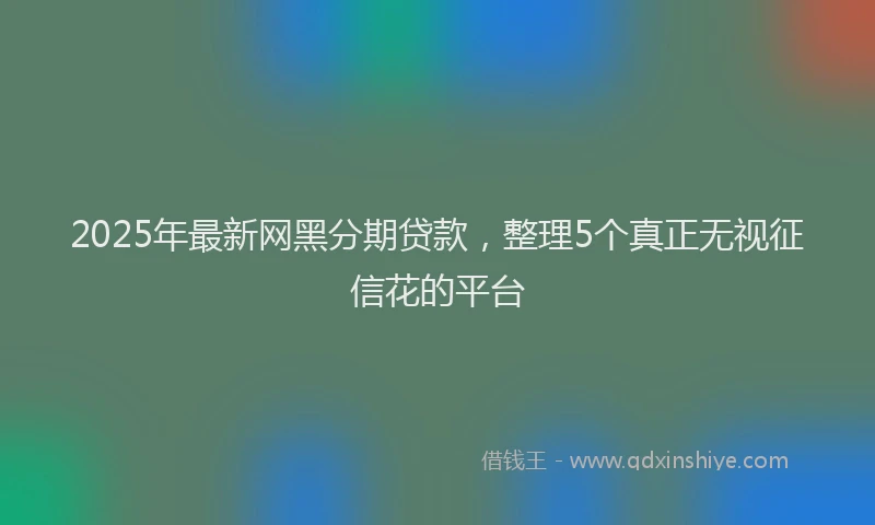 2025年最新网黑分期贷款，整理5个真正无视征信花的平台
