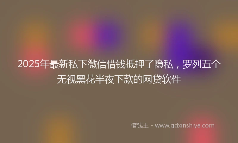 2025年最新私下微信借钱抵押了隐私，罗列五个无视黑花半夜下款的网贷软件