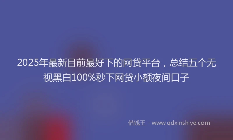 2025年最新目前最好下的网贷平台，总结五个无视黑白100%秒下网贷小额夜间口子