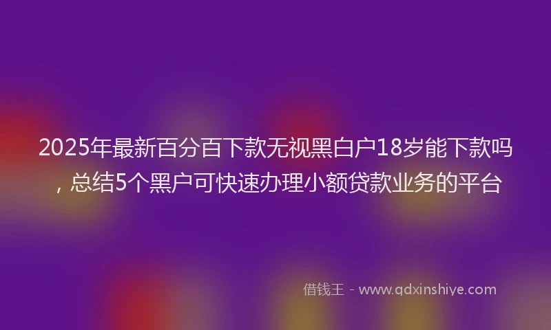 2025年最新百分百下款无视黑白户18岁能下款吗，总结5个黑户可快速办理小额贷款业务的平台