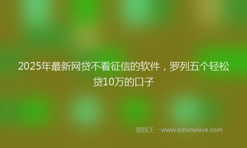2025年最新网贷不看征信的软件，罗列五个轻松贷10万的口子