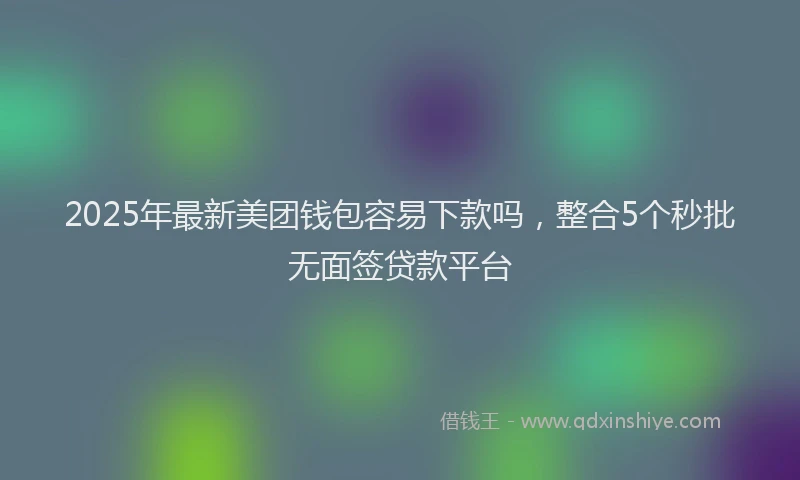 2025年最新美团钱包容易下款吗，整合5个秒批无面签贷款平台