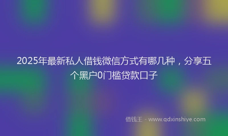 2025年最新私人借钱微信方式有哪几种，分享五个黑户0门槛贷款口子