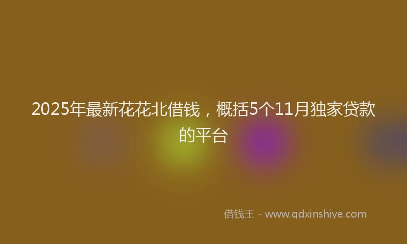 2025年最新花花北借钱，概括5个11月独家贷款的平台