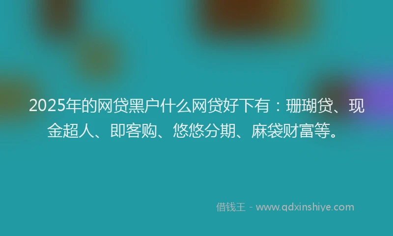 2025年的网贷黑户什么网贷好下有：珊瑚贷、现金超人、即客购、悠悠分期、麻袋财富等。