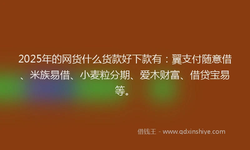 2025年的网货什么货款好下款有：翼支付随意借、米族易借、小麦粒分期、爱木财富、借贷宝易等。
