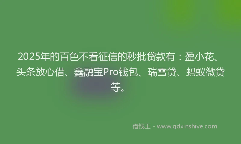 2025年的百色不看征信的秒批贷款有：盈小花、头条放心借、鑫融宝Pro钱包、瑞雪贷、蚂蚁微贷等。