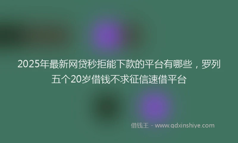 2025年最新网贷秒拒能下款的平台有哪些，罗列五个20岁借钱不求征信速借平台