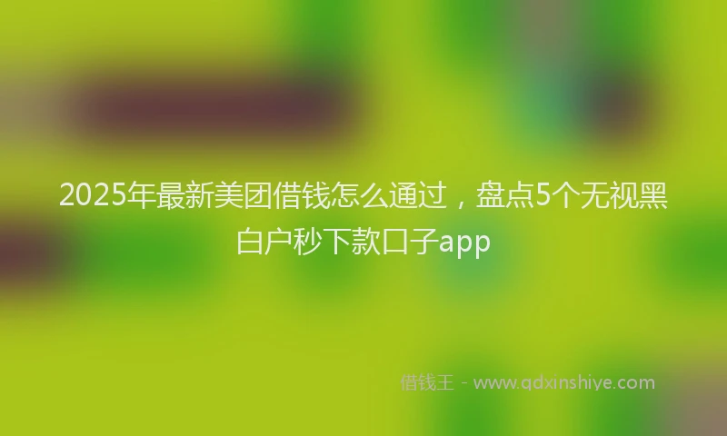 2025年最新美团借钱怎么通过，盘点5个无视黑白户秒下款口子app