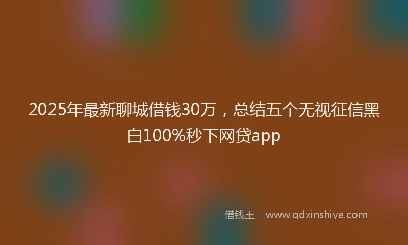 2025年最新聊城借钱30万，总结五个无视征信黑白100%秒下网贷app