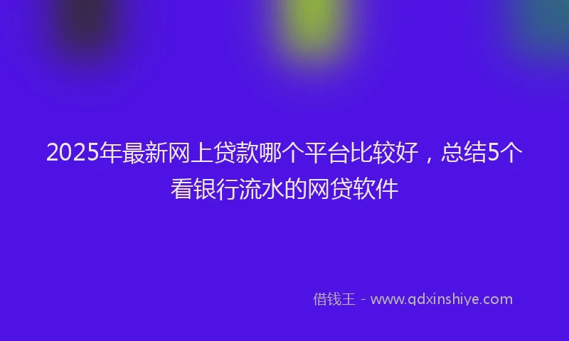 2025年最新网上贷款哪个平台比较好，总结5个看银行流水的网贷软件