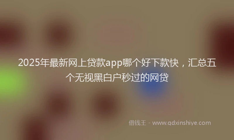 2025年最新网上贷款app哪个好下款快，汇总五个无视黑白户秒过的网贷