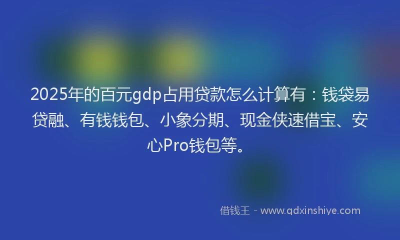 2025年的百元gdp占用贷款怎么计算有：钱袋易贷融、有钱钱包、小象分期、现金侠速借宝、安心Pro钱包等。