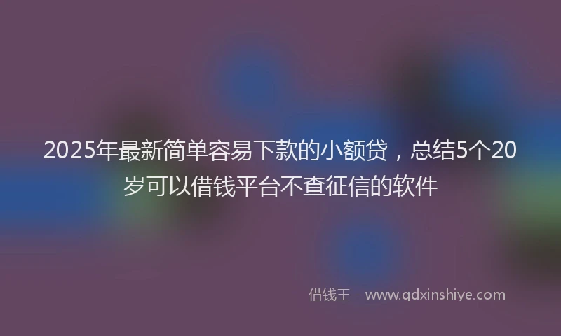 2025年最新简单容易下款的小额贷，总结5个20岁可以借钱平台不查征信的软件
