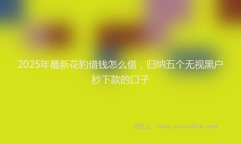 2025年最新花豹借钱怎么借，归纳五个无视黑户秒下款的口子