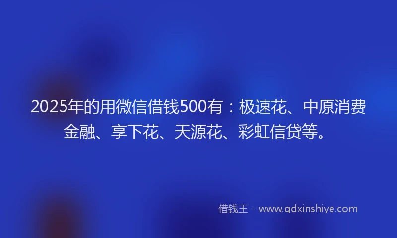 2025年的用微信借钱500有：极速花、中原消费金融、享下花、天源花、彩虹信贷等。
