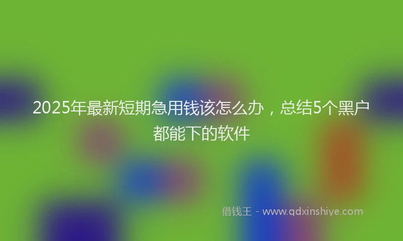 2025年最新短期急用钱该怎么办，总结5个黑户都能下的软件