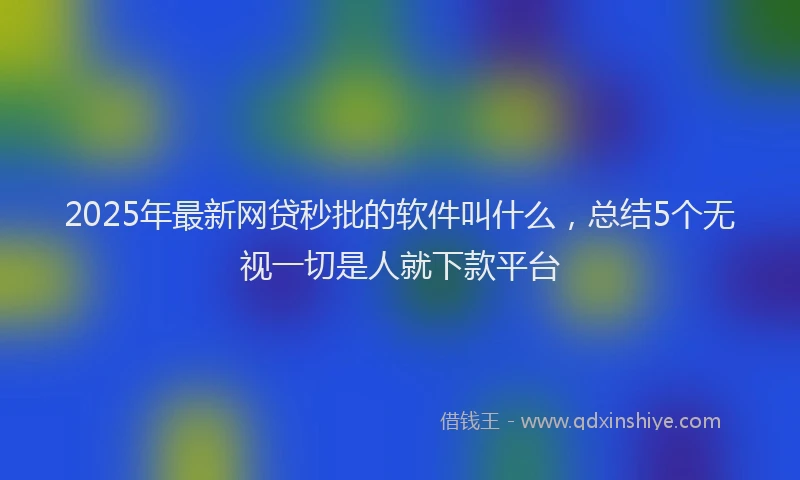 2025年最新网贷秒批的软件叫什么，总结5个无视一切是人就下款平台