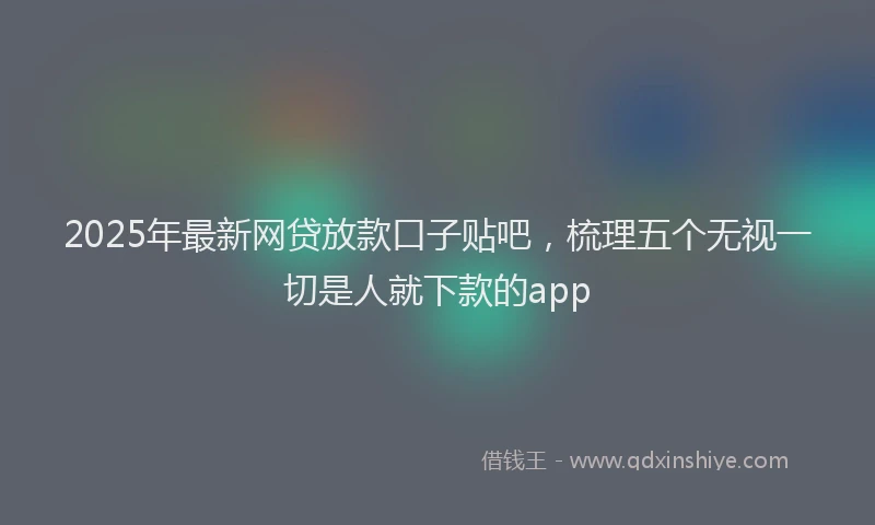2025年最新网贷放款口子贴吧，梳理五个无视一切是人就下款的app