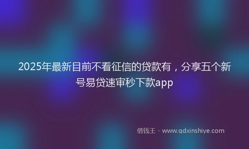 2025年最新目前不看征信的贷款有，分享五个新号易贷速审秒下款app