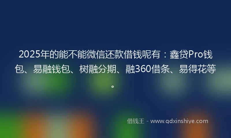 2025年的能不能微信还款借钱呢有：鑫贷Pro钱包、易融钱包、树融分期、融360借条、易得花等。