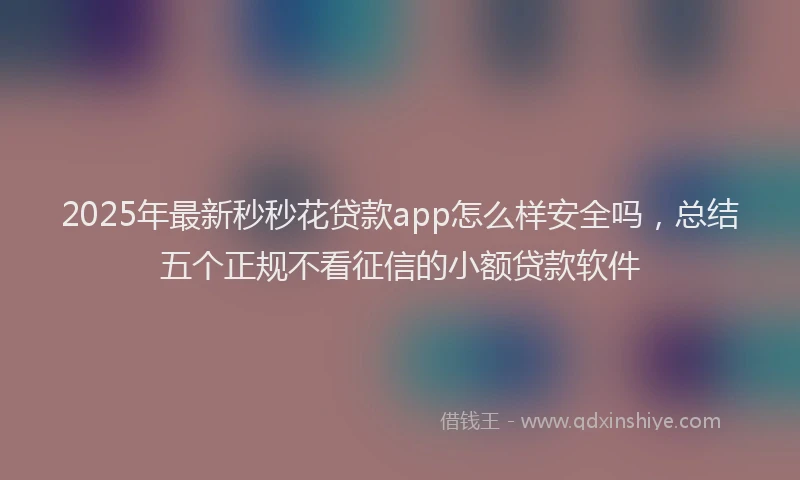 2025年最新秒秒花贷款app怎么样安全吗，总结五个正规不看征信的小额贷款软件