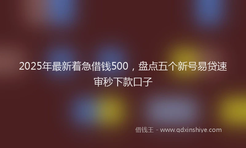 2025年最新着急借钱500，盘点五个新号易贷速审秒下款口子