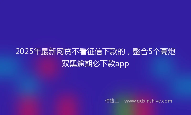 2025年最新网贷不看征信下款的，整合5个高炮双黑逾期必下款app