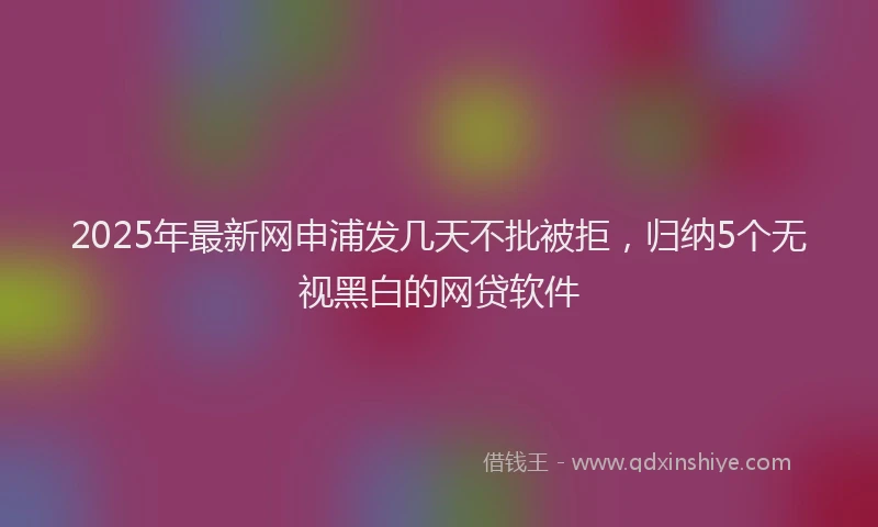 2025年最新网申浦发几天不批被拒，归纳5个无视黑白的网贷软件