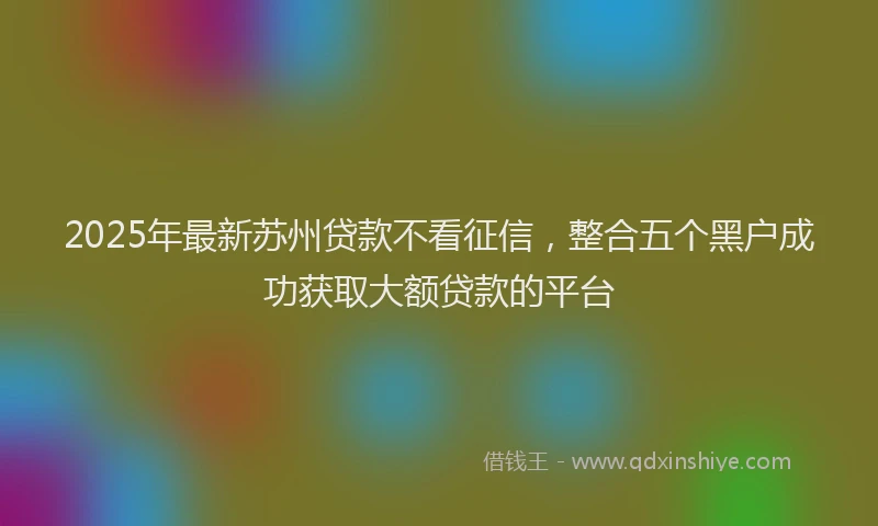 2025年最新苏州贷款不看征信，整合五个黑户成功获取大额贷款的平台