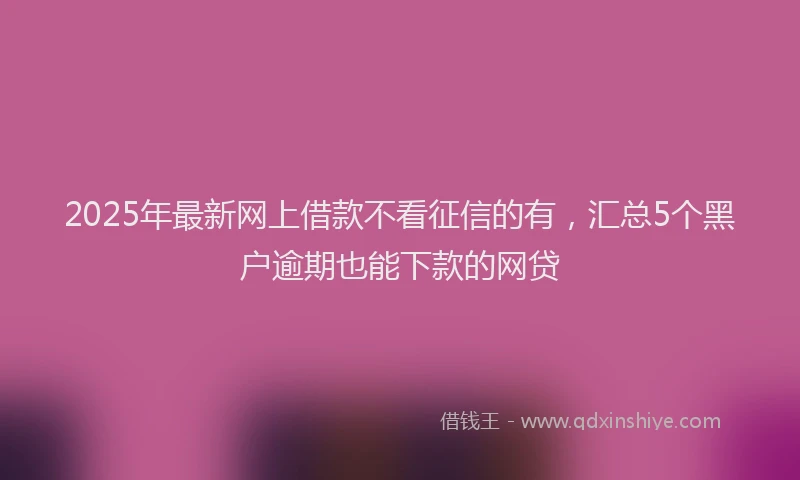 2025年最新网上借款不看征信的有，汇总5个黑户逾期也能下款的网贷