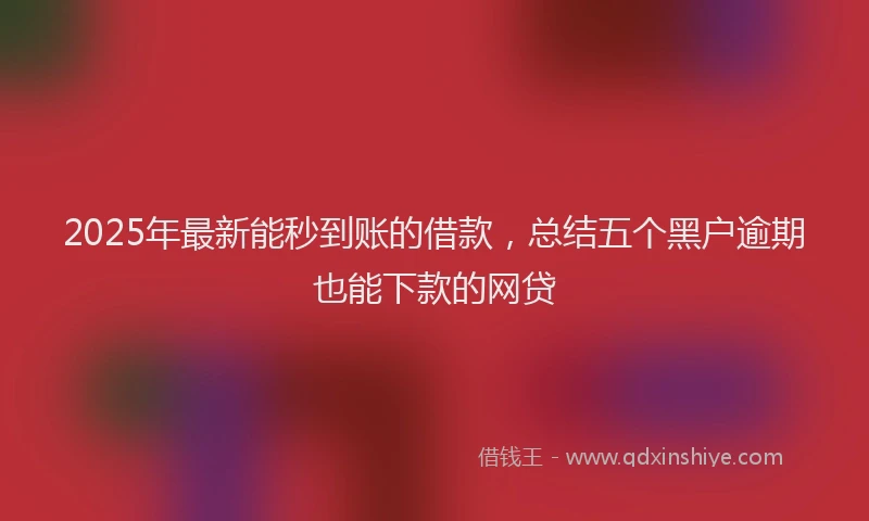 2025年最新能秒到账的借款，总结五个黑户逾期也能下款的网贷
