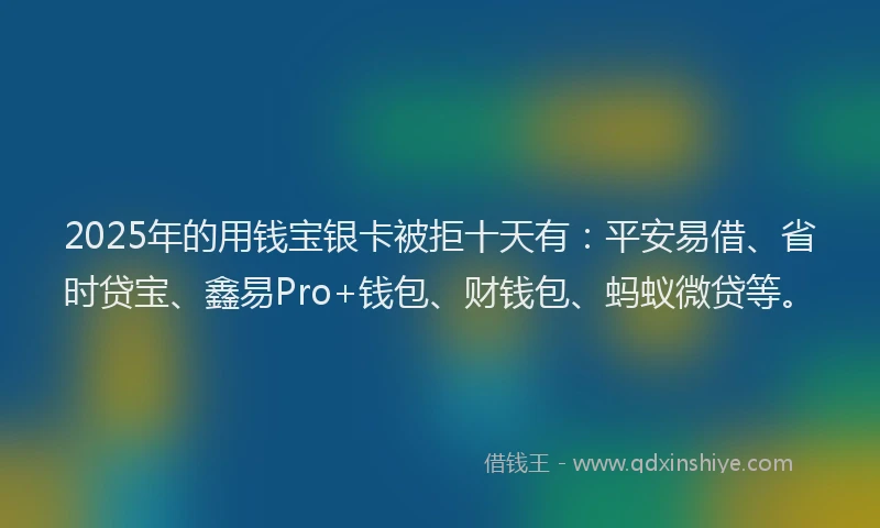 2025年的用钱宝银卡被拒十天有：平安易借、省时贷宝、鑫易Pro+钱包、财钱包、蚂蚁微贷等。