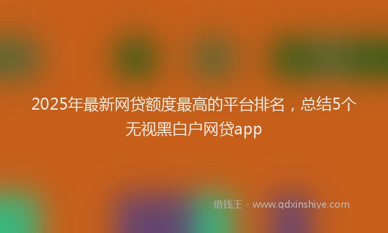 2025年最新网贷额度最高的平台排名，总结5个无视黑白户网贷app