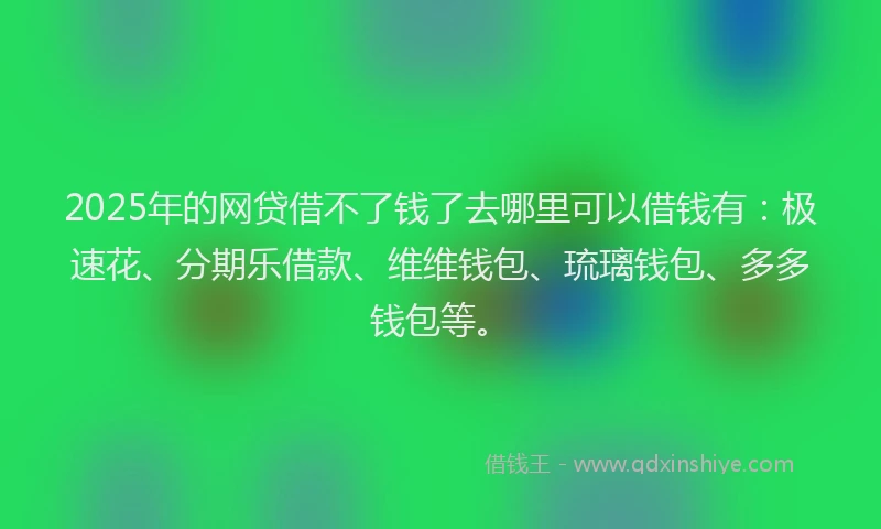 2025年的网贷借不了钱了去哪里可以借钱有：极速花、分期乐借款、维维钱包、琉璃钱包、多多钱包等。