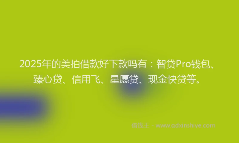 2025年的美拍借款好下款吗有：智贷Pro钱包、臻心贷、信用飞、星愿贷、现金快贷等。
