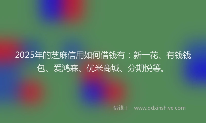 2025年的芝麻信用如何借钱有：新一花、有钱钱包、爱鸿森、优米商城、分期悦等。