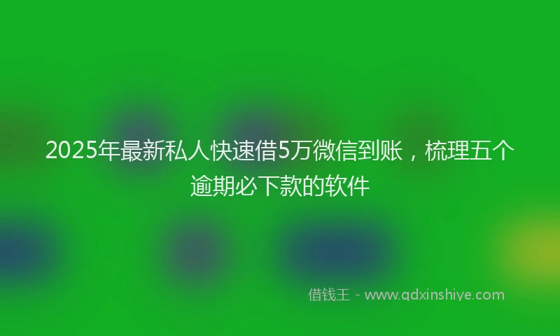 2025年最新私人快速借5万微信到账，梳理五个逾期必下款的软件