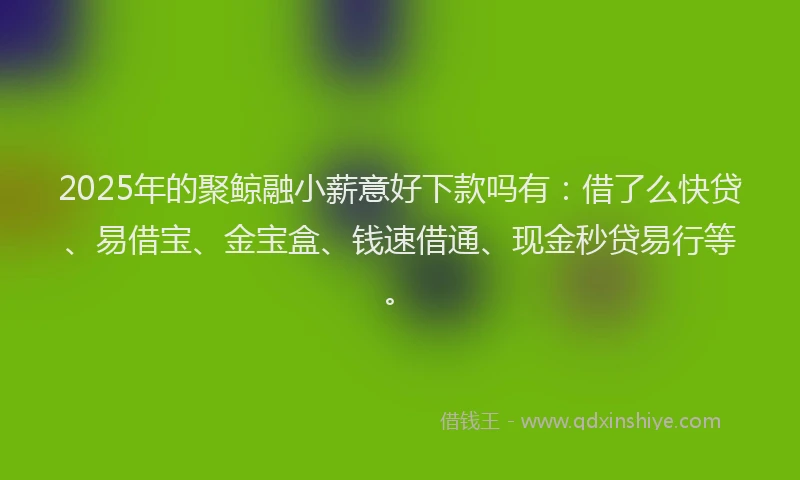 2025年的聚鲸融小薪意好下款吗有：借了么快贷、易借宝、金宝盒、钱速借通、现金秒贷易行等。
