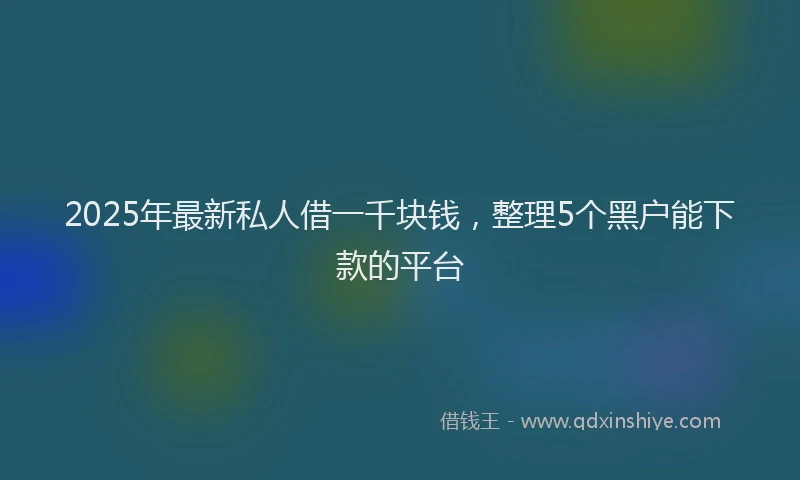 2025年最新私人借一千块钱，整理5个黑户能下款的平台