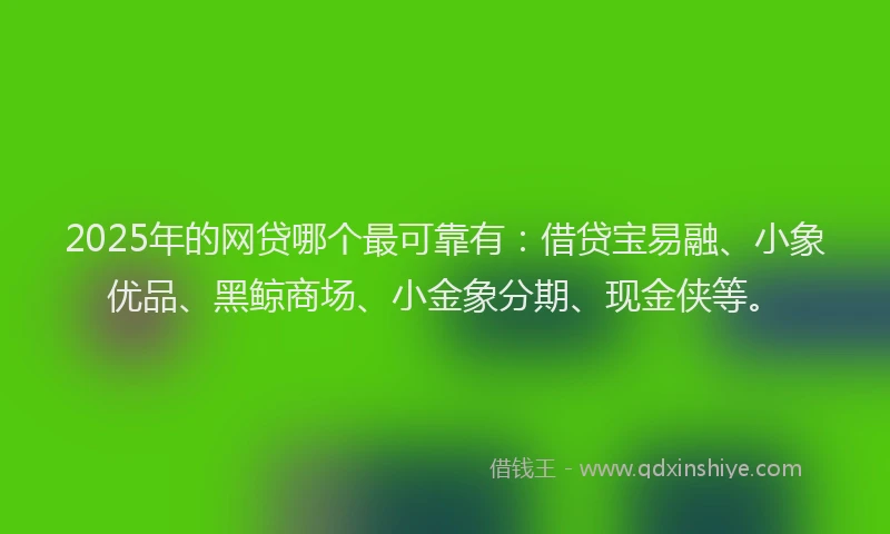 2025年的网贷哪个最可靠有：借贷宝易融、小象优品、黑鲸商场、小金象分期、现金侠等。