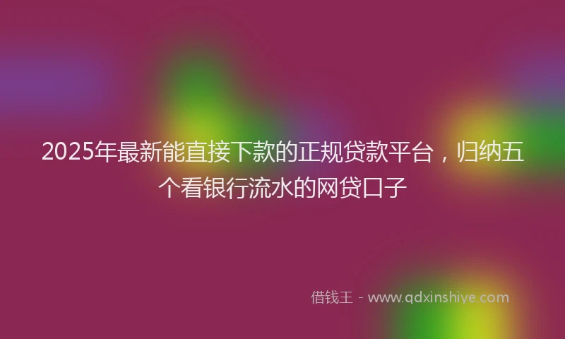 2025年最新能直接下款的正规贷款平台，归纳五个看银行流水的网贷口子