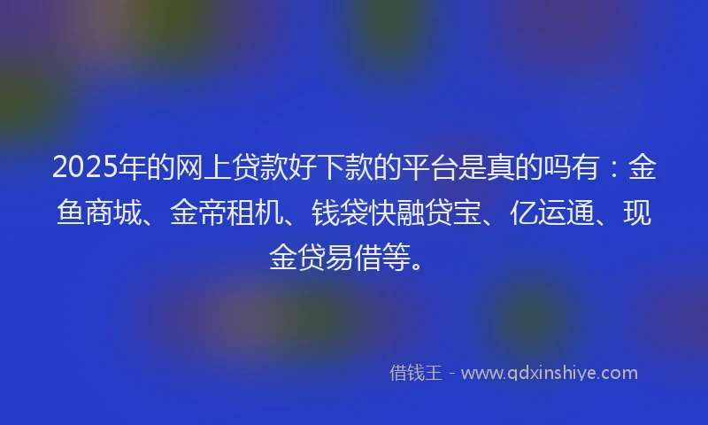 2025年的网上贷款好下款的平台是真的吗有：金鱼商城、金帝租机、钱袋快融贷宝、亿运通、现金贷易借等。