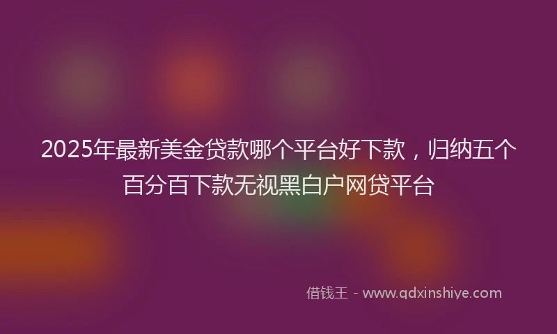 2025年最新美金贷款哪个平台好下款，归纳五个百分百下款无视黑白户网贷平台