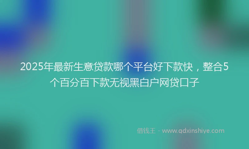 2025年最新生意贷款哪个平台好下款快，整合5个百分百下款无视黑白户网贷口子