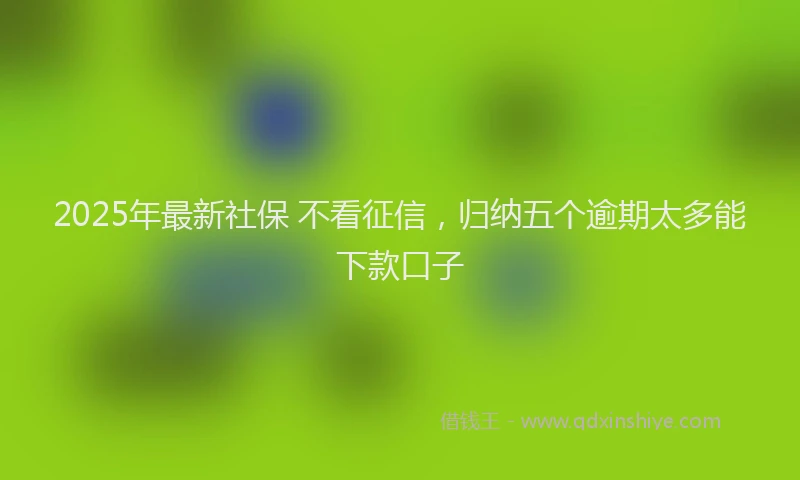 2025年最新社保 不看征信，归纳五个逾期太多能下款口子