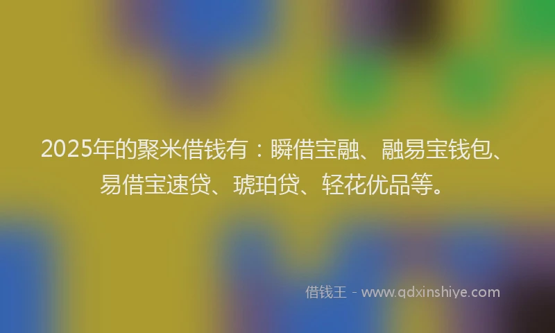 2025年的聚米借钱有：瞬借宝融、融易宝钱包、易借宝速贷、琥珀贷、轻花优品等。